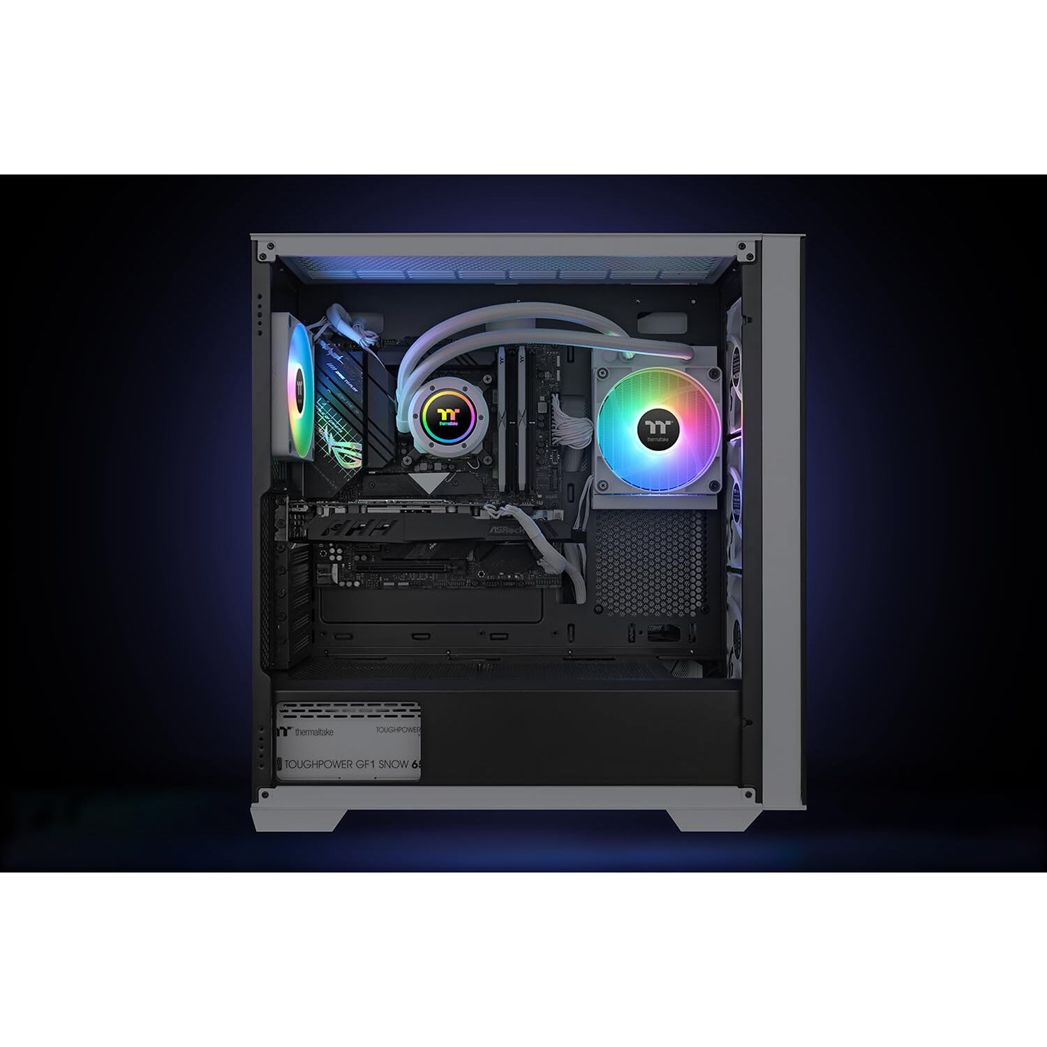 Thermaltake TH120 V2 ARGB Snow 120 mm all-in-one liquid CPU cooler with white radiator and infinity mirror cap — view 6