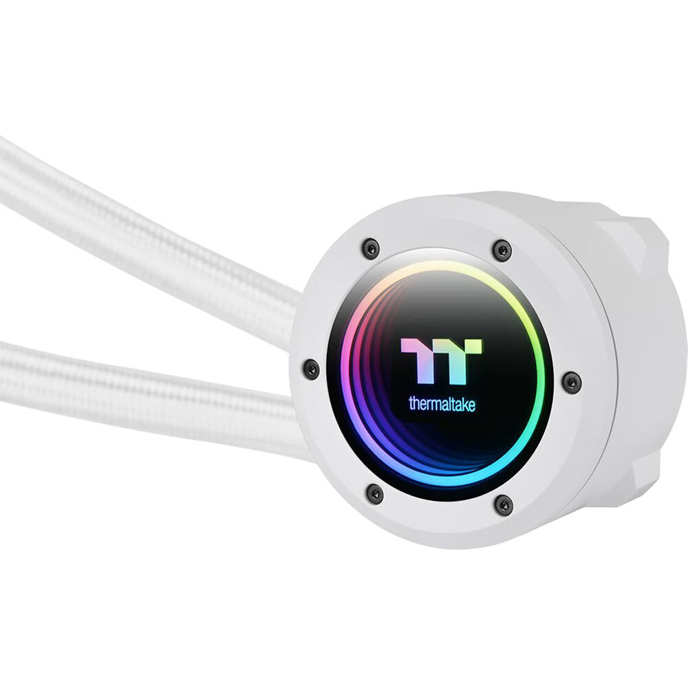 Thermaltake TH240 V2 ARGB Snow 240 mm white liquid CPU cooler with infinity mirror lighting and dual ARGB fans — view 4