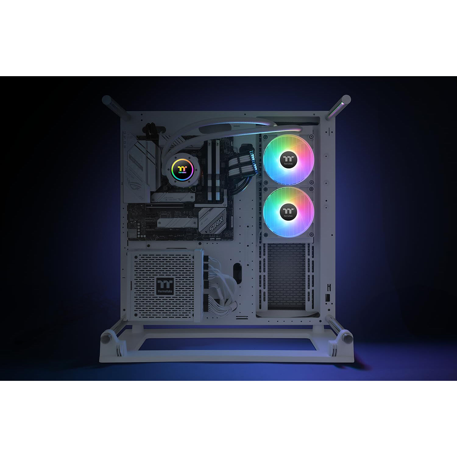 Thermaltake TH240 V2 ARGB Snow 240 mm white liquid CPU cooler with infinity mirror lighting and dual ARGB fans — view 6