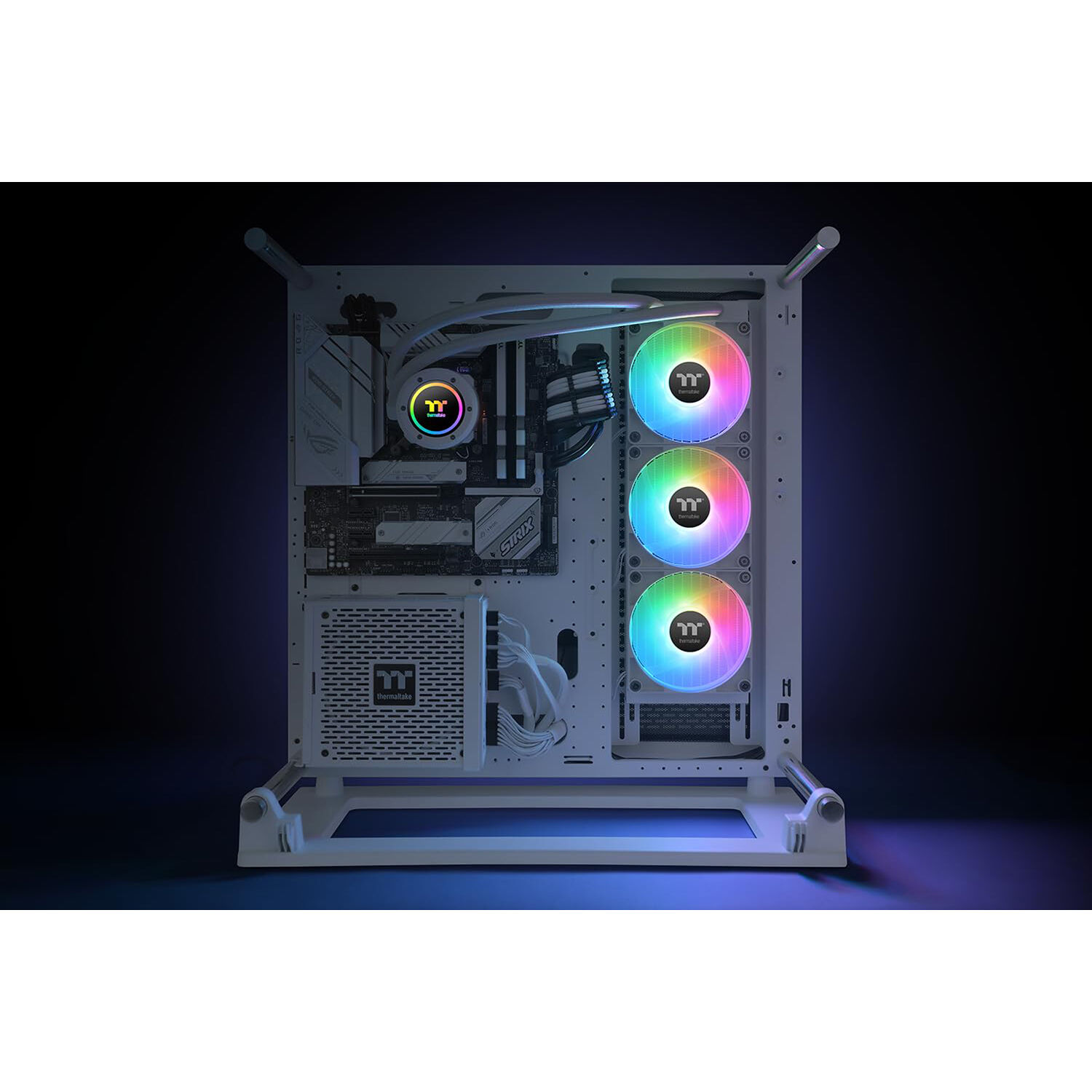 Thermaltake TH360 V2 ARGB Snow 360 mm liquid CPU cooler with three white ARGB fans and infinity mirror pump cap — view 6