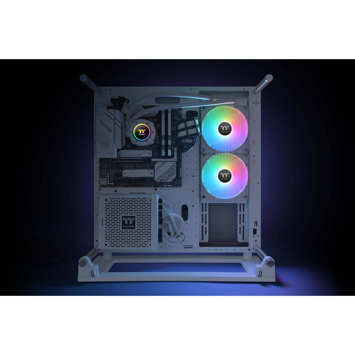 Thermaltake TH280 V2 ARGB Snow 280 mm white liquid CPU cooler with infinity mirror pump cap and dual ARGB fans — view 6