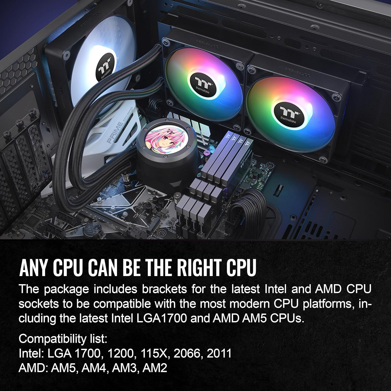 Thermaltake TH240 V2 Ultra AIO 240 mm liquid CPU cooler with 2.1 inch LCD display and dual ARGB fans — view 6