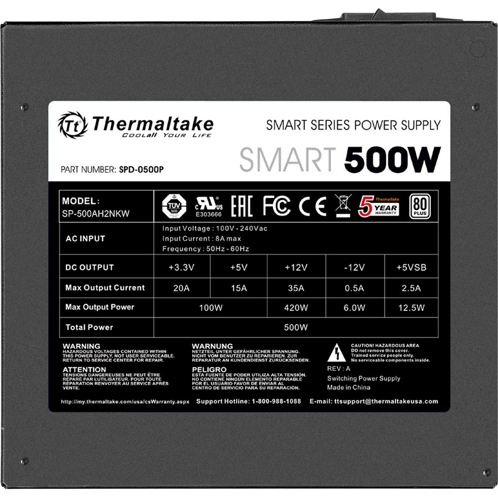 Thermaltake Smart 500W 80 Plus White internal power supply — view 3