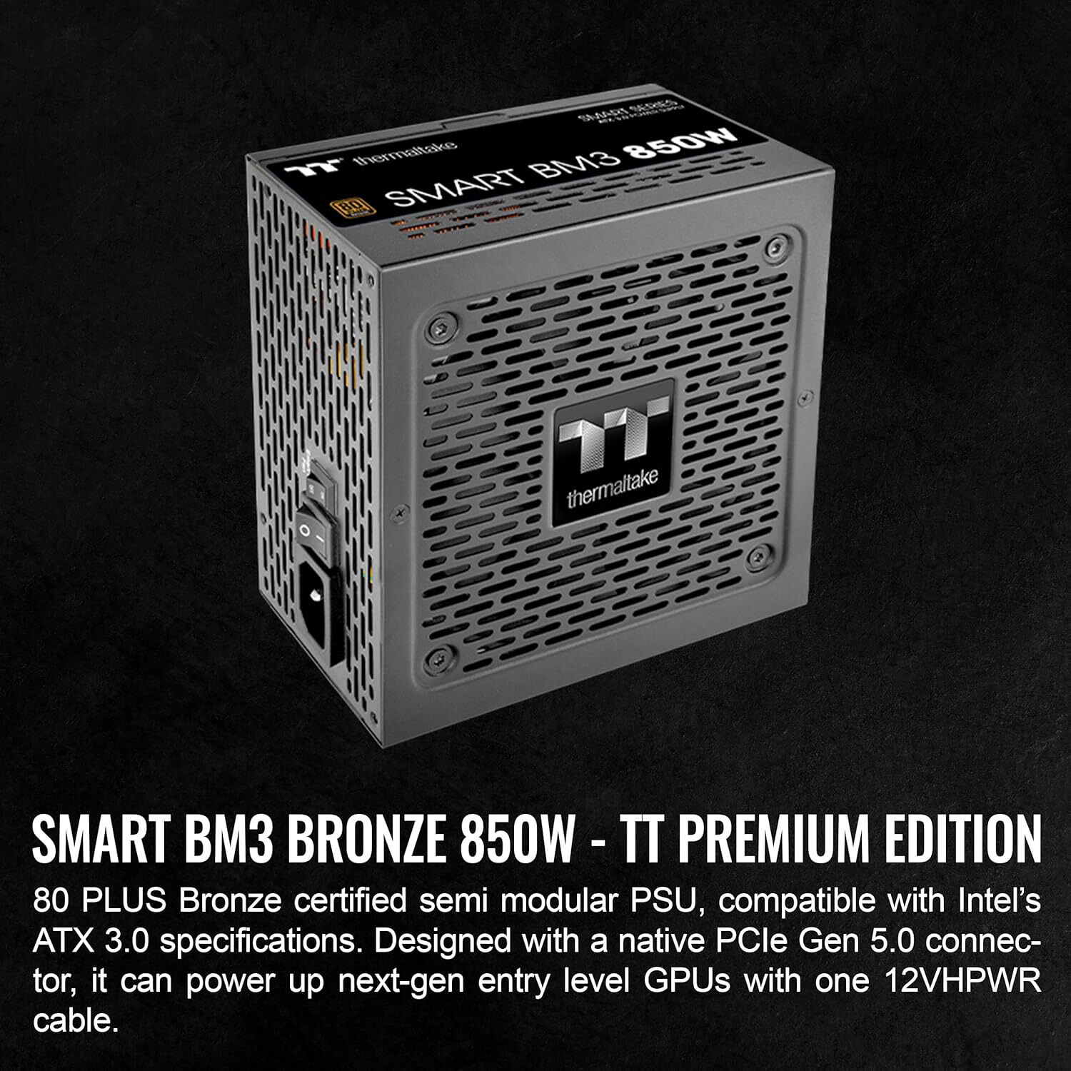 Thermaltake Smart BM3 850W 80 PLUS Bronze semi-modular ATX 3.0 power supply — view 2
