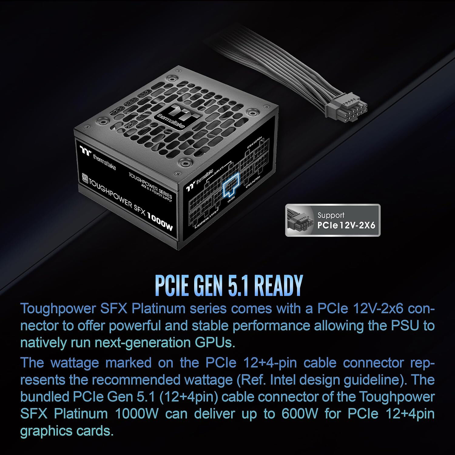 Thermaltake Toughpower SFX 1000W Platinum compact fully modular power supply with PCIe 12V-2x6 support — view 4