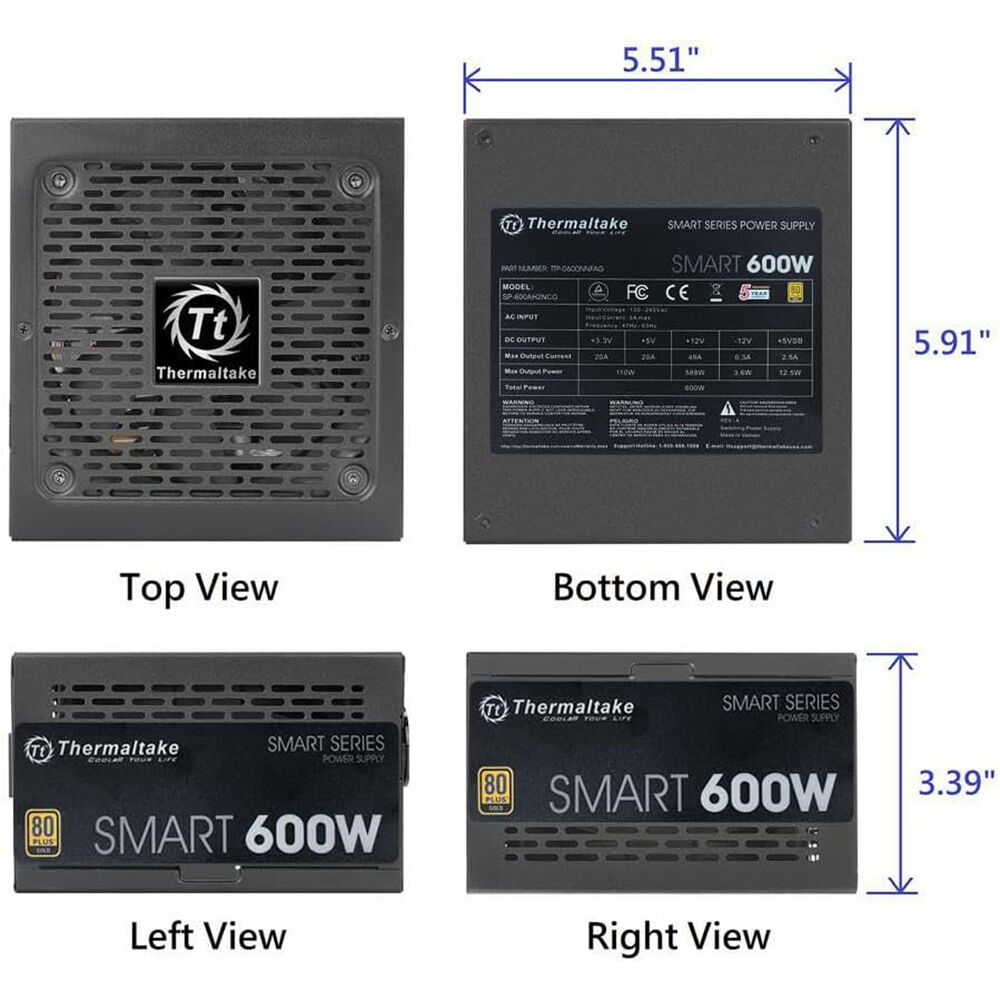 Thermaltake Toughpower GX2 600W 80 Plus Gold internal power supply with 120 mm fan — view 9