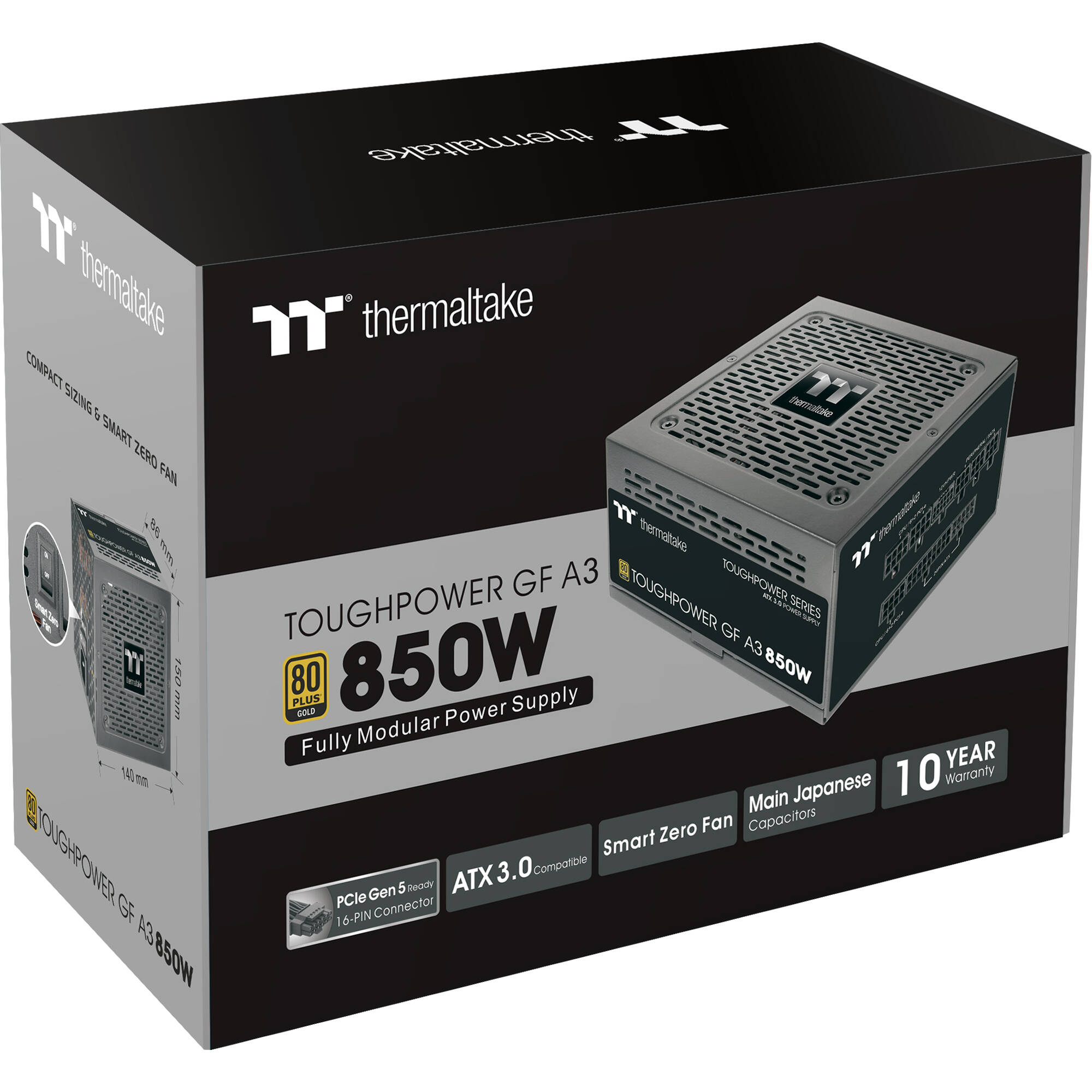 Thermaltake Toughpower GF A3 850W ATX power supply with native 16-pin PCIe connector — view 14