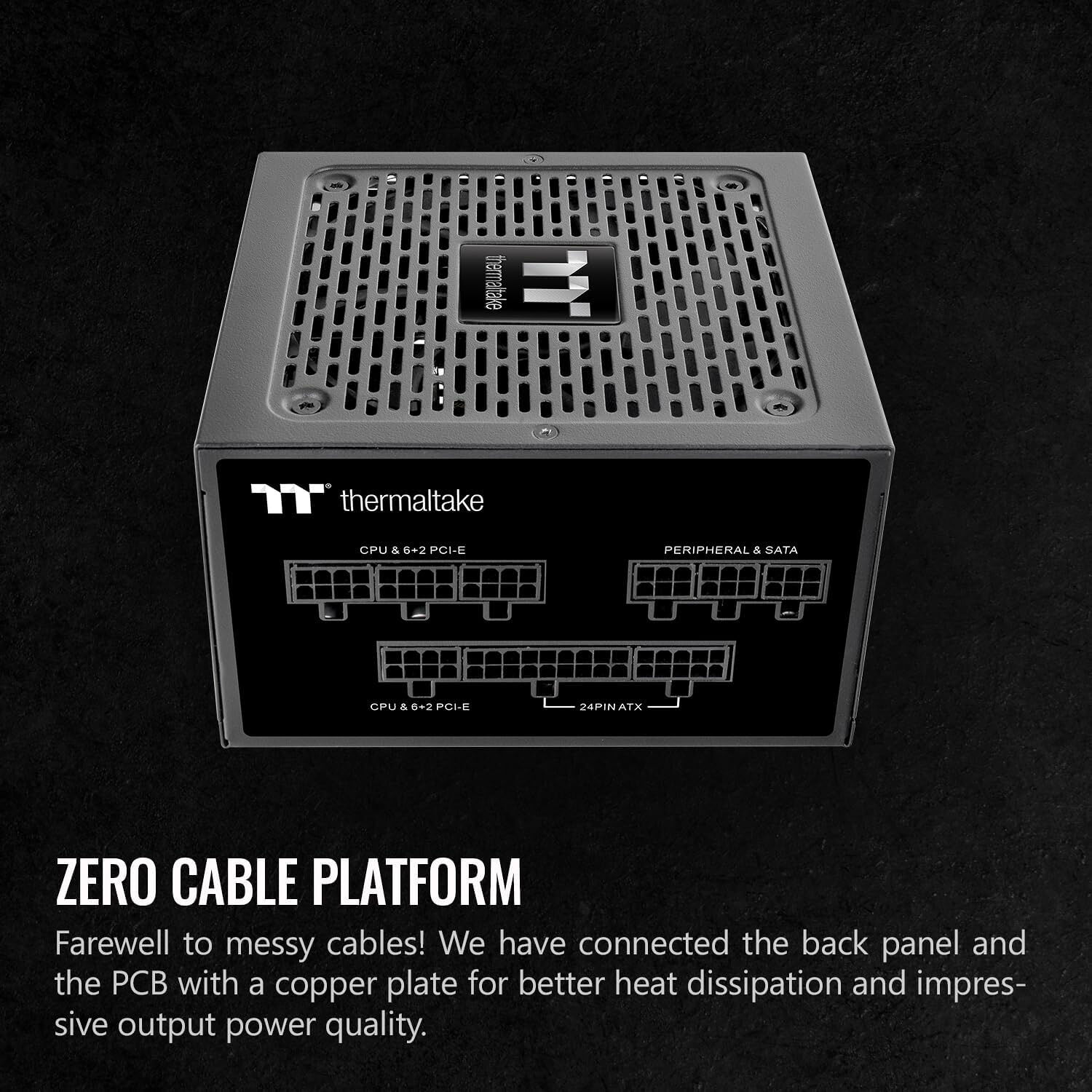 Thermaltake Toughpower GF1 850W fully modular 80 PLUS Gold ATX power supply — view 3