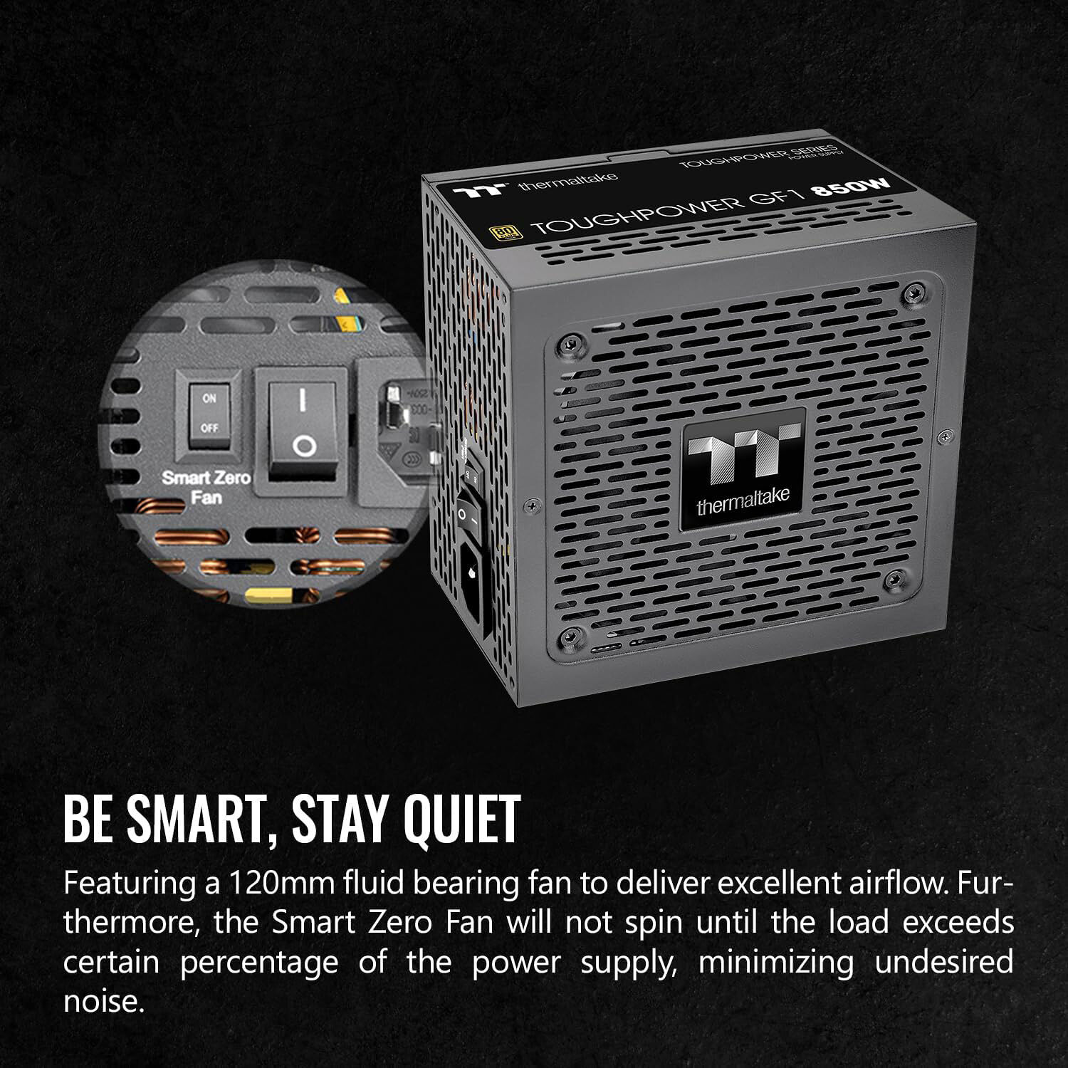 Thermaltake Toughpower GF1 850W fully modular 80 PLUS Gold ATX power supply — view 5