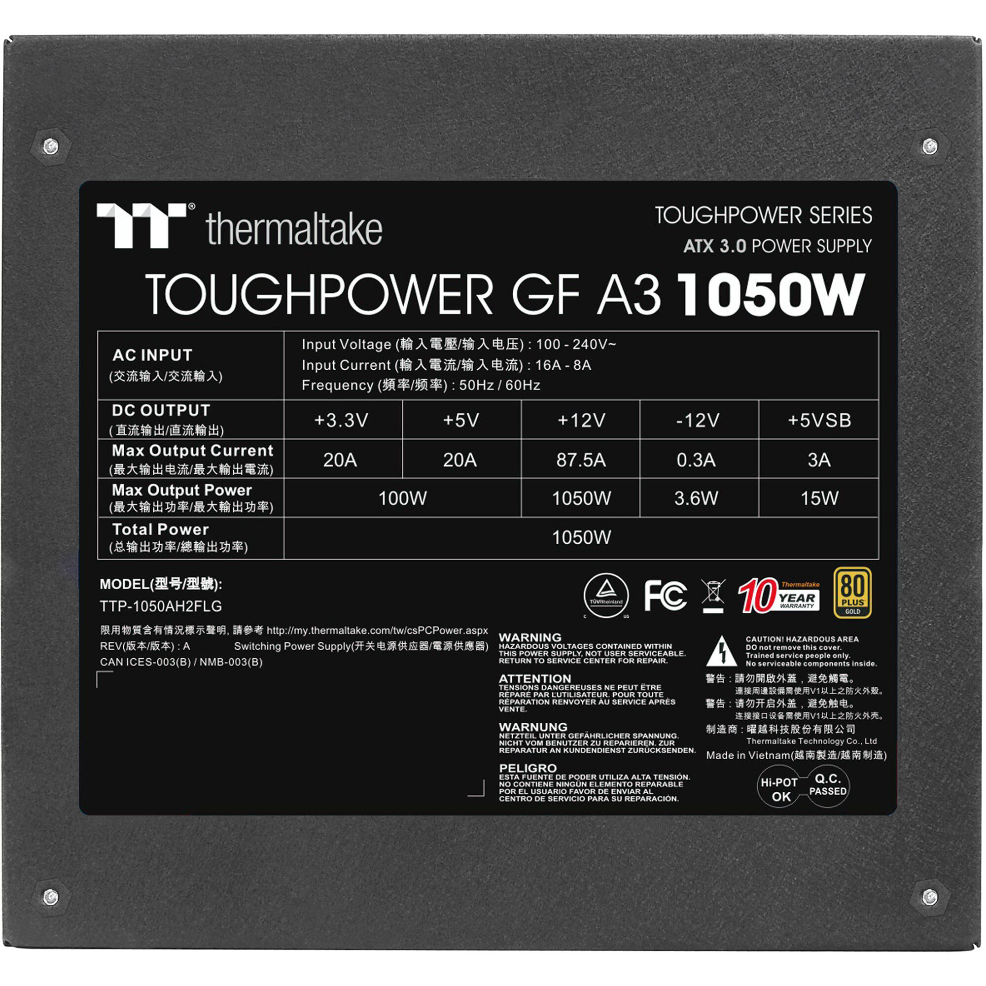 Thermaltake Toughpower GF A3 1050 W fully modular ATX power supply with native 16-pin 12VHPWR connector — view 11