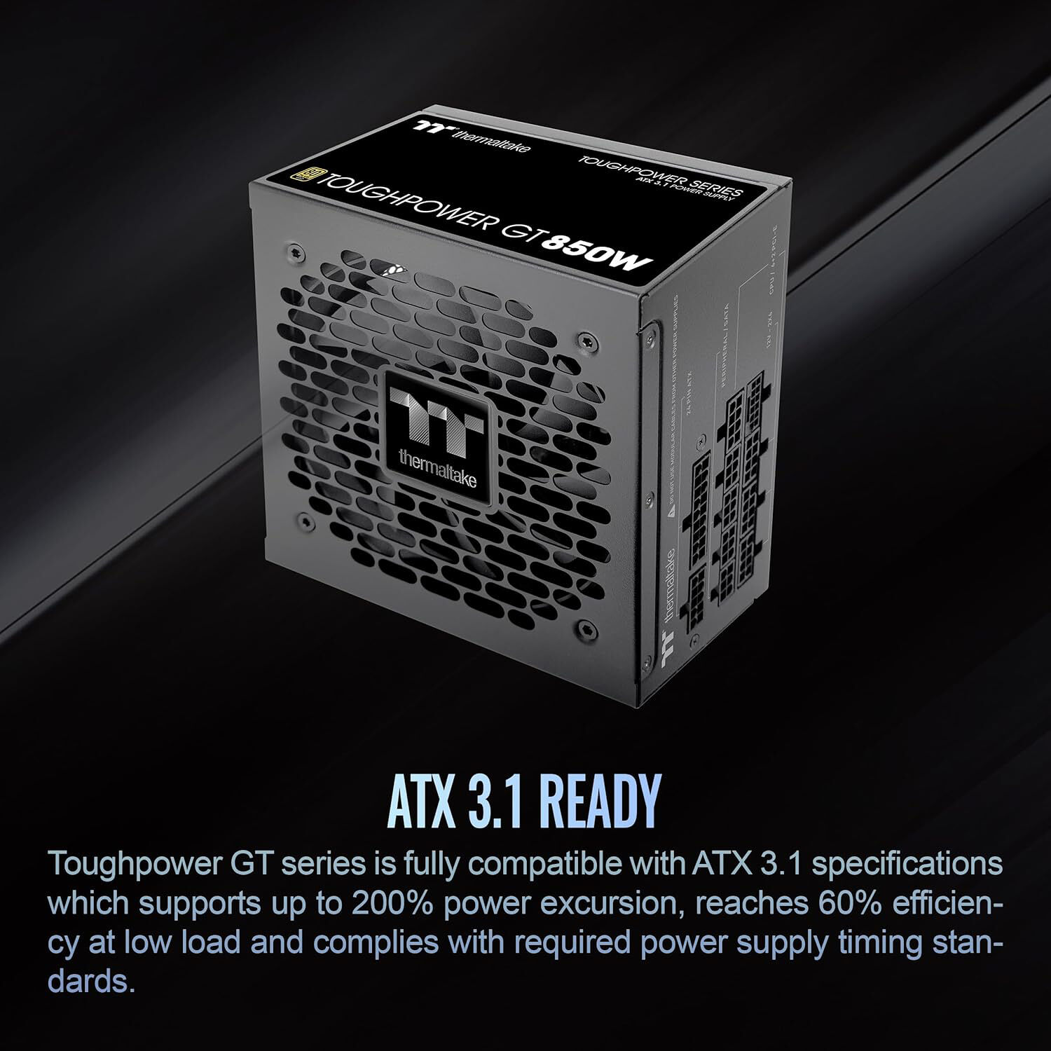 Thermaltake Toughpower GT 850W Gold ATX 3.1 power supply with PCIe Gen 5.1 connector — view 2