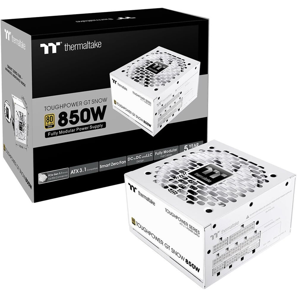 Thermaltake Toughpower GT 850W Snow white ATX power supply with modular cabling — view 2