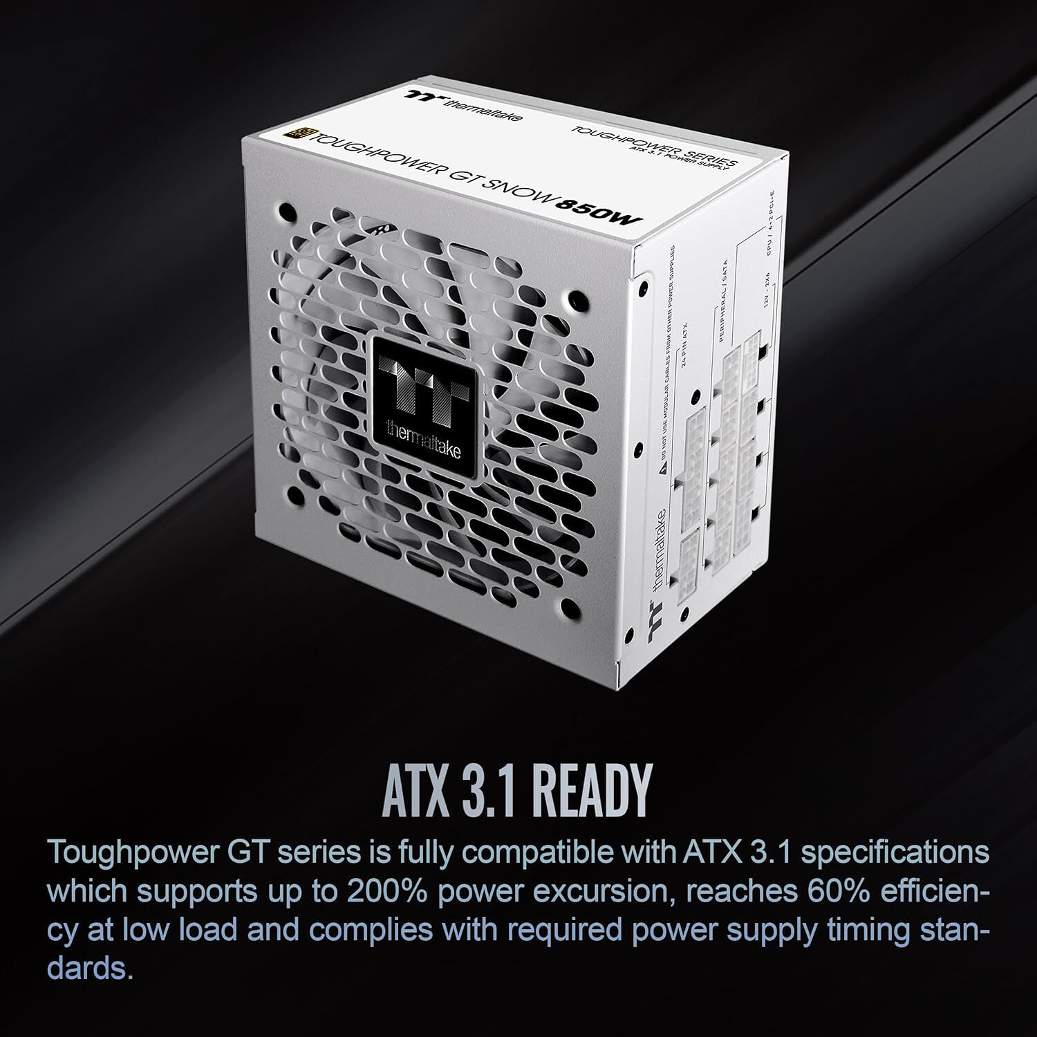 Thermaltake Toughpower GT 850W Snow white ATX power supply with modular cabling — view 3