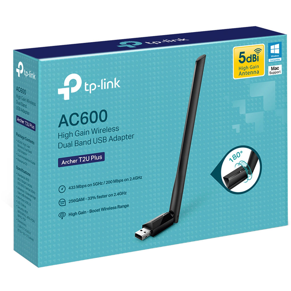 TP-Link Archer T2U Plus AC600 high gain dual band USB Wi-Fi adapter — view 3