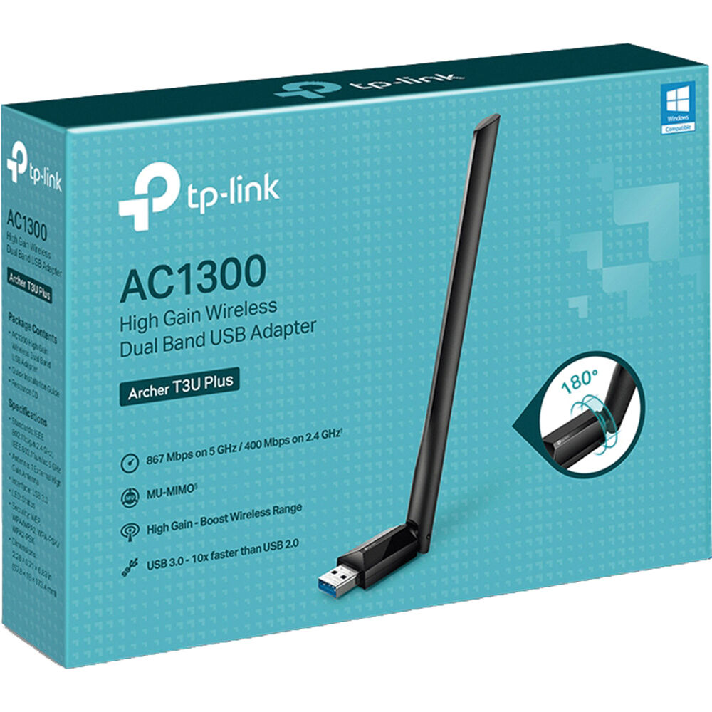 TP-Link Archer T3U Plus AC1300 USB dual-band Wi-Fi adapter with external high-gain antennas — view 4