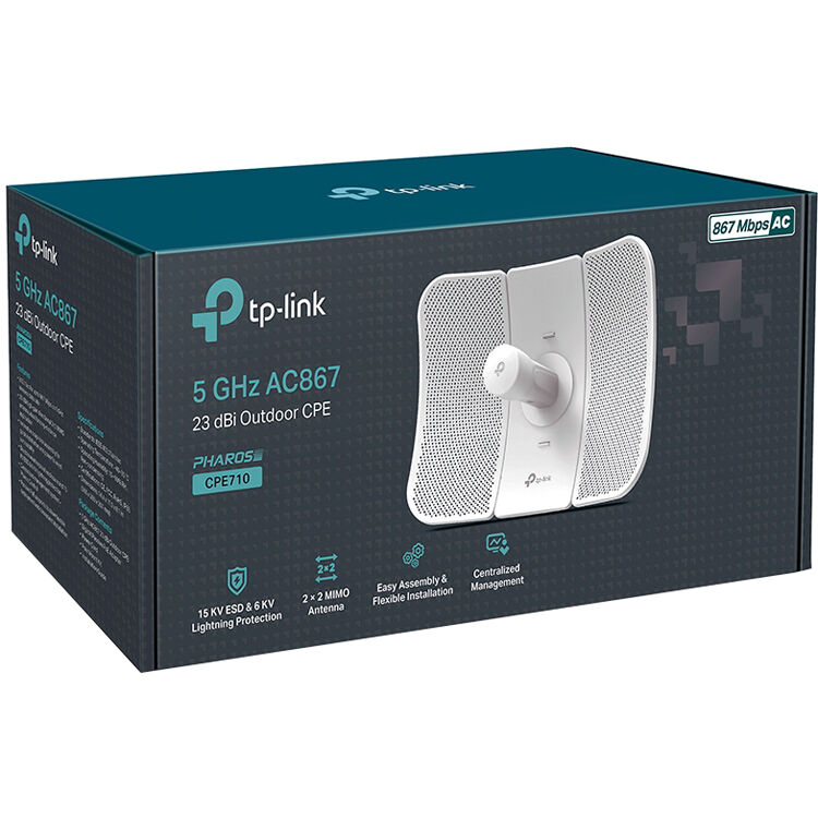 TP-Link CPE710 5 GHz outdoor CPE with 23 dBi directional antenna for wireless bridge links — view 3