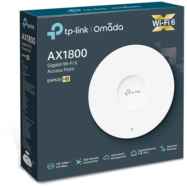 TP-Link Omada EAP620 HD AX1800 Wi‑Fi 6 indoor access point for high-density deployments — view 6