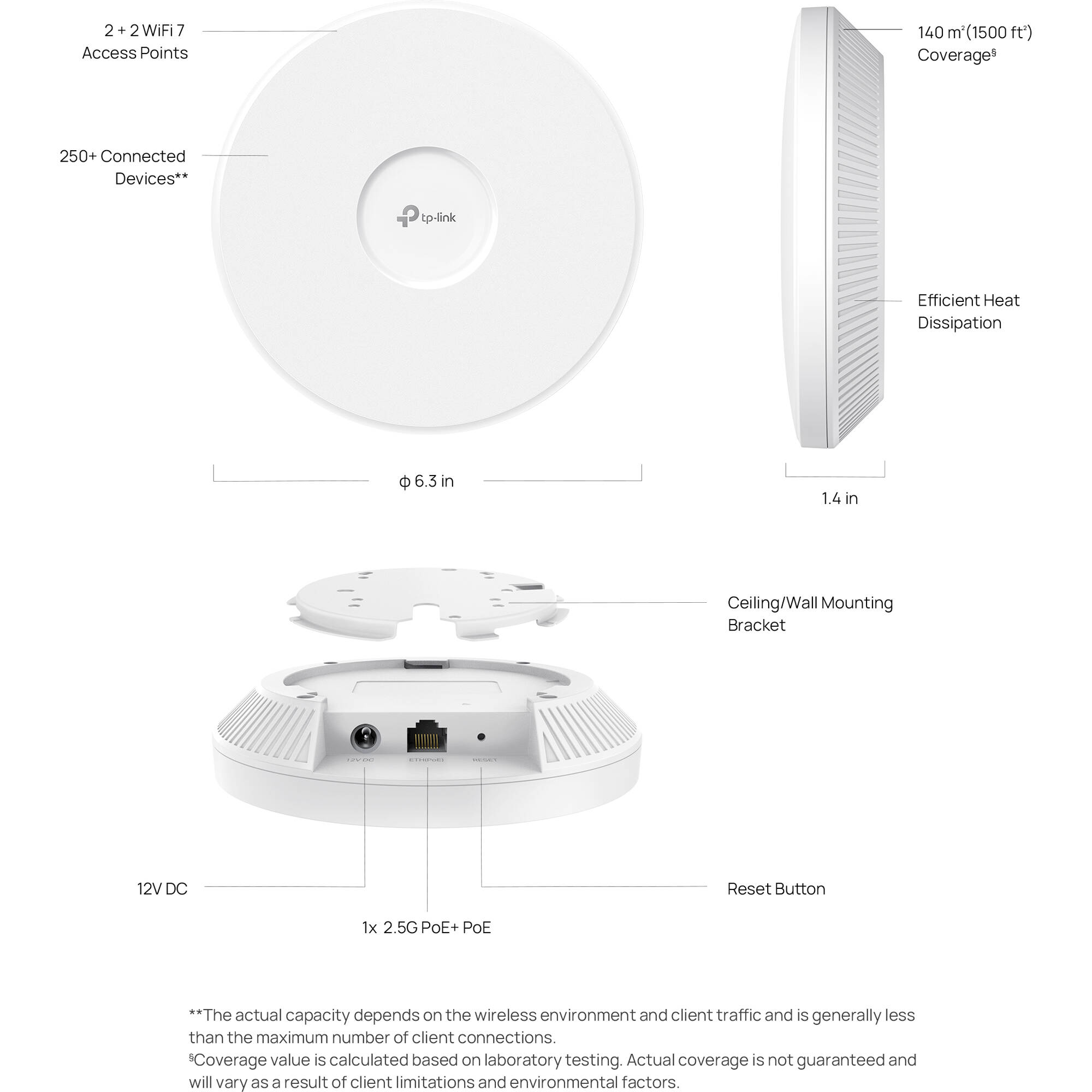 TP-Link Omada EAP723 ceiling-mount dual-band Wi-Fi 7 access point for indoor enterprise wireless — view 6