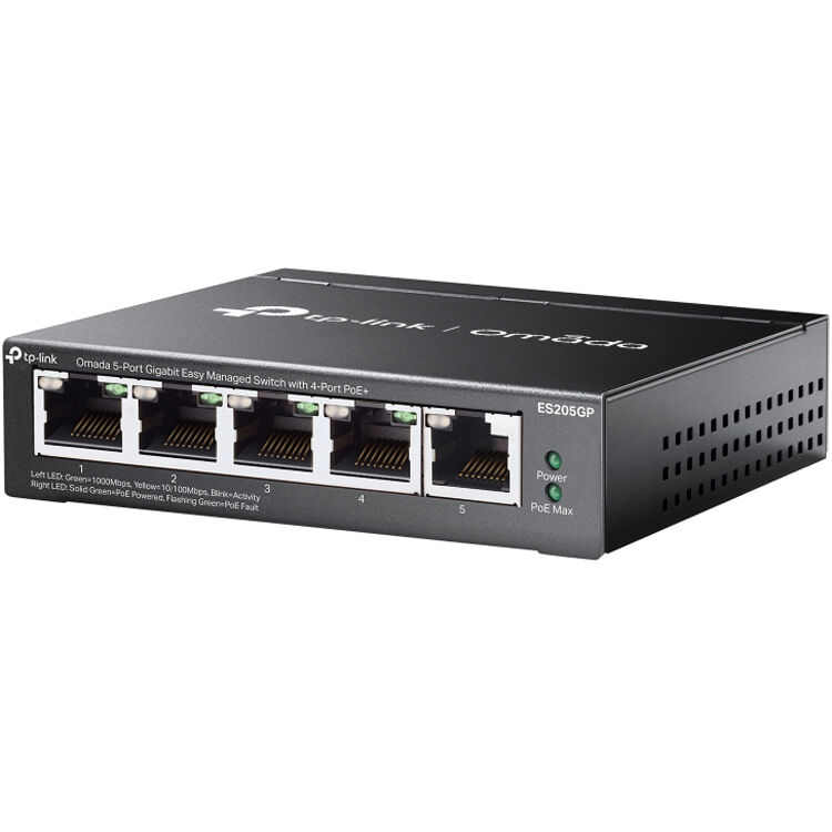 TP-Link Omada ES205GP 5-port Gigabit EasyManaged PoE+ desktop switch — view 4