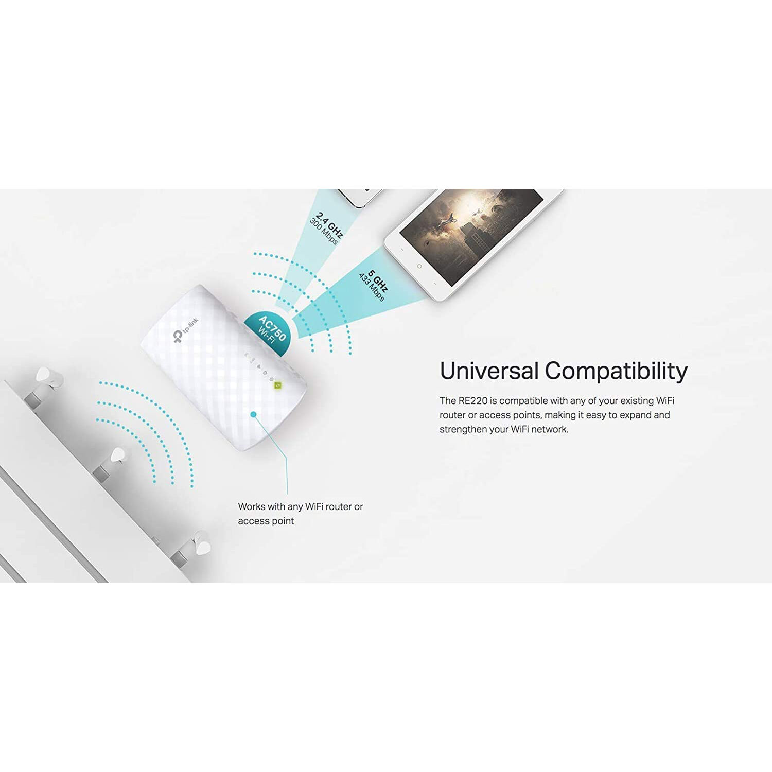 TP-Link RE220 AC750 Wi-Fi range extender in compact plug-in form factor — view 10