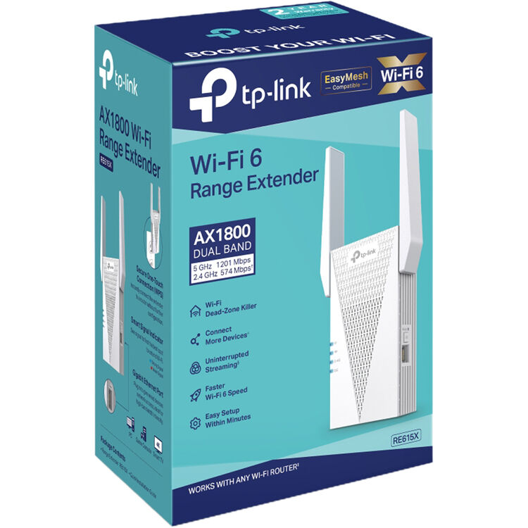TP-Link RE615X AX1800 Wi-Fi 6 range extender in wall-plug form factor — view 12