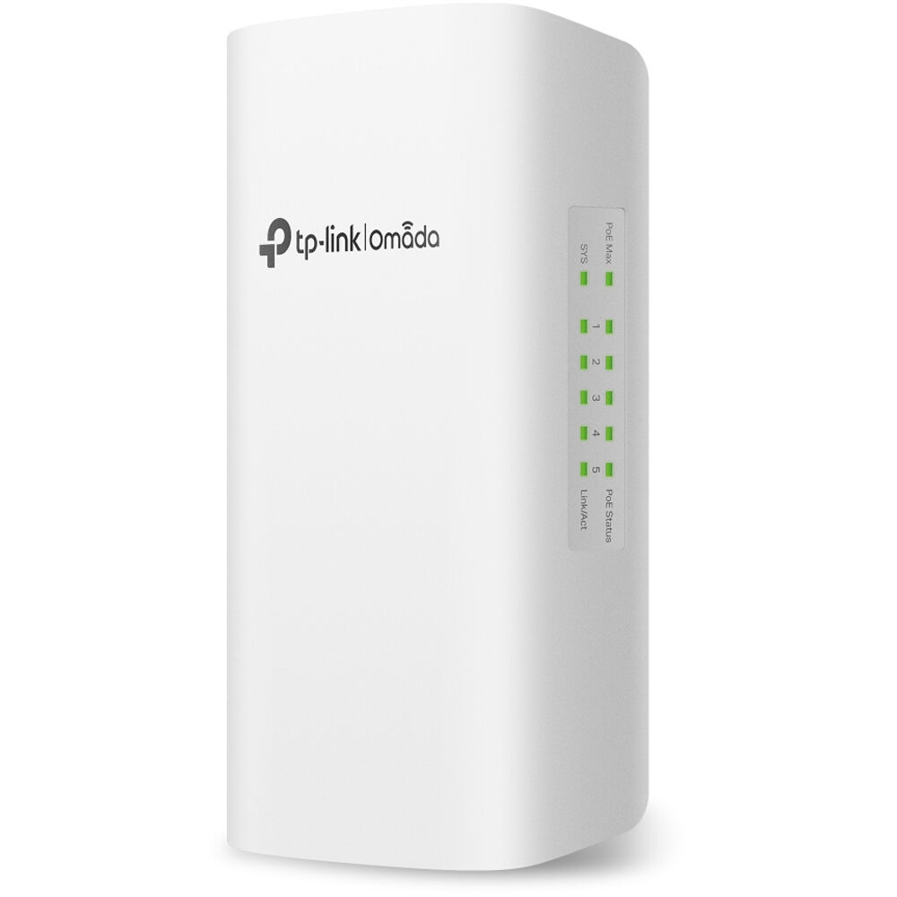 Omada 5-port Gigabit smart switch with 1 PoE++ input port and 4 PoE+ output ports — view 2