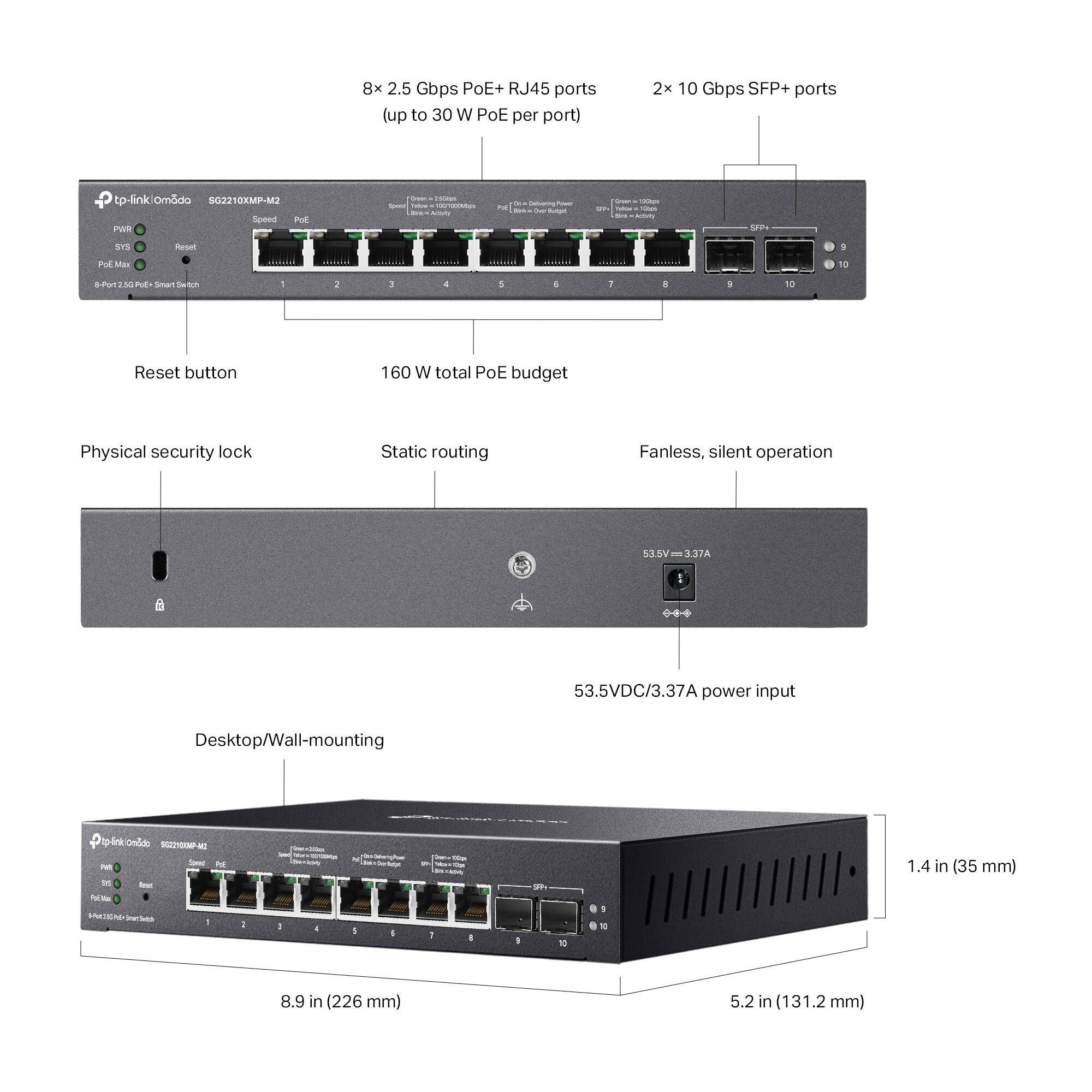 Omada 8-port PoE+ smart switch for small office and branch network deployments — view 7