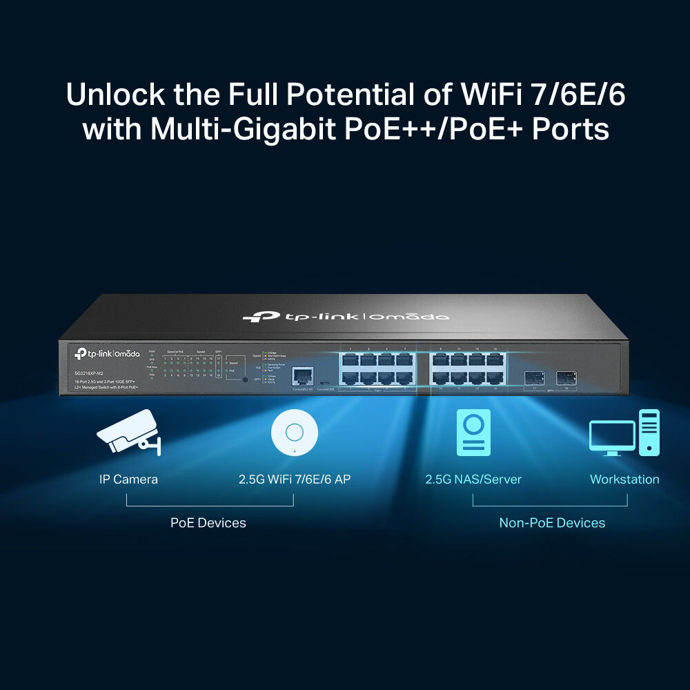 TP-Link OMADA SG3218XP-M2 16-port managed Gigabit PoE+ switch with 8 PoE ports — view 5