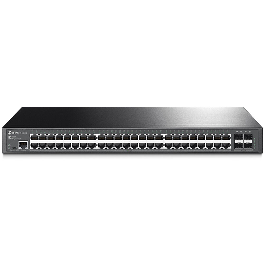 TP-Link JetStream SG3452 48-port Gigabit Layer 2 managed switch with 4 SFP slots — view 2