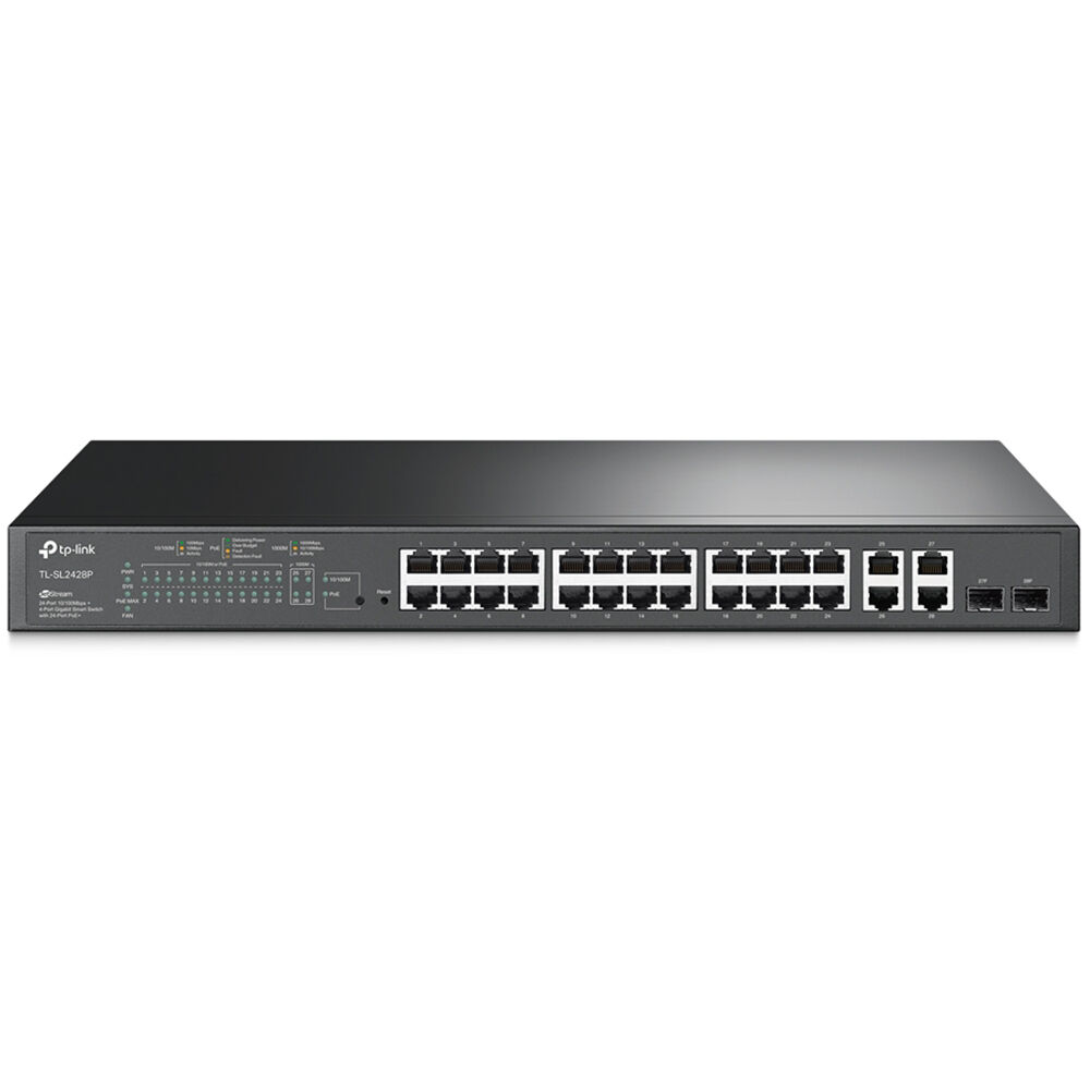 TP-Link JETSTREAM SL2428P 28-port smart switch with 24 PoE+ ports and 4 Gigabit uplinks — view 2