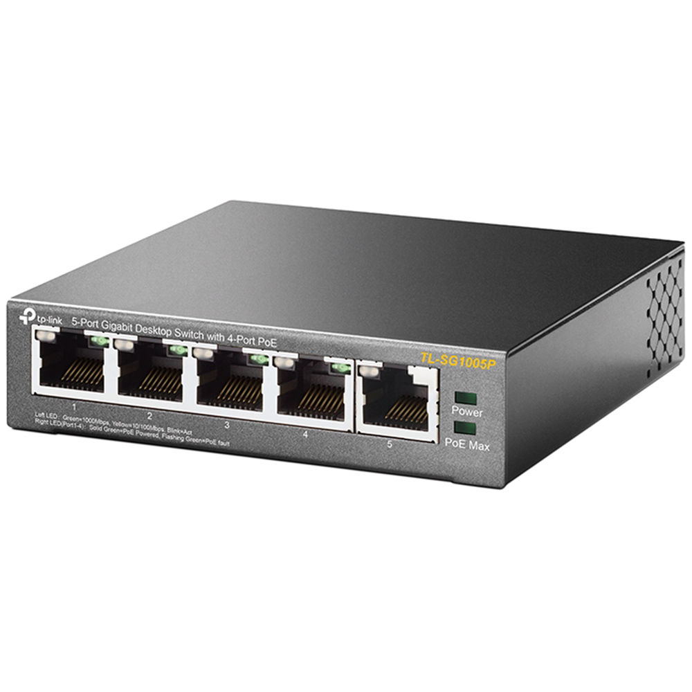 TP-Link TL-SG1005P 5-port Gigabit desktop switch with 4 PoE ports — view 3