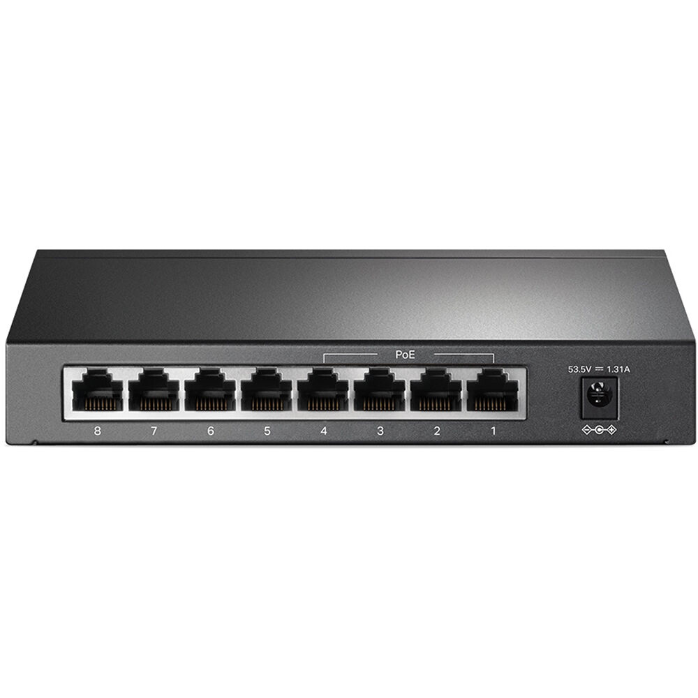 8-Port Gigabit Desktop PoE Switch, 8 Gigabit RJ45 Ports Including 4 PoE Ports, Steel Case