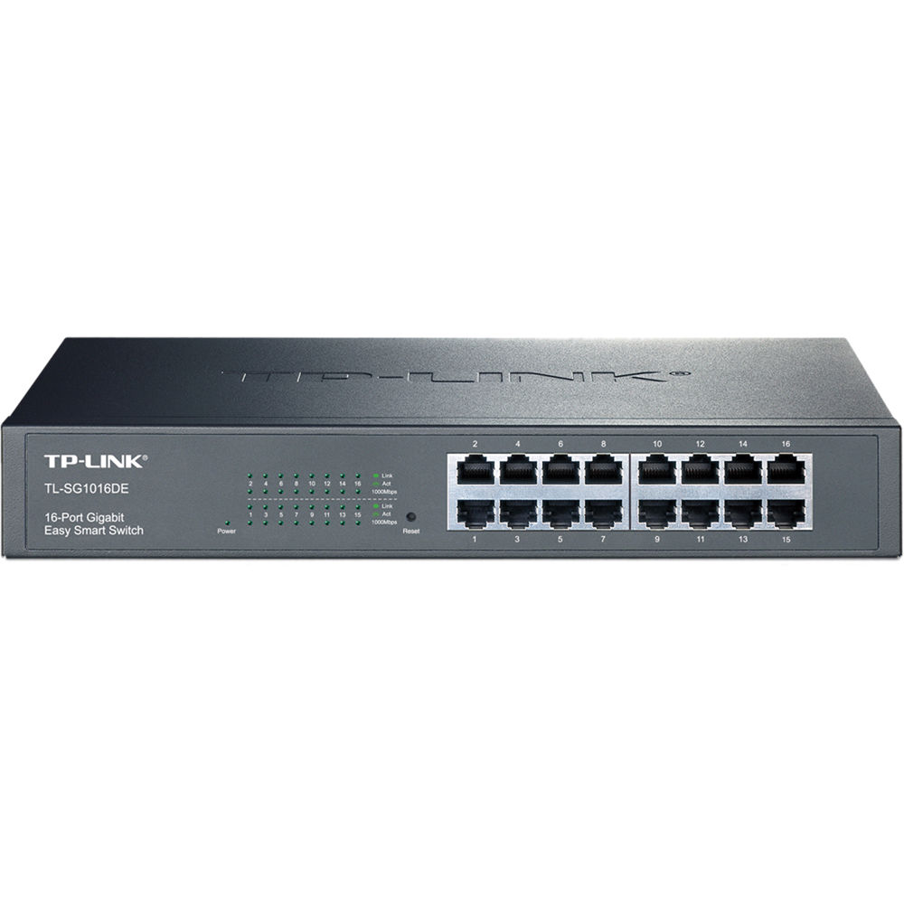 TP-Link TL-SG1016DE 16-port Gigabit Easy Smart managed switch front view — view 2
