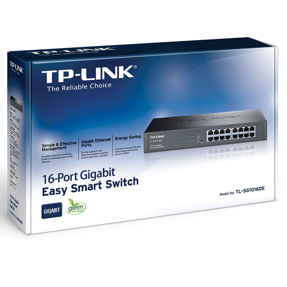 TP-Link TL-SG1016DE 16-port Gigabit Easy Smart managed switch front view — view 3