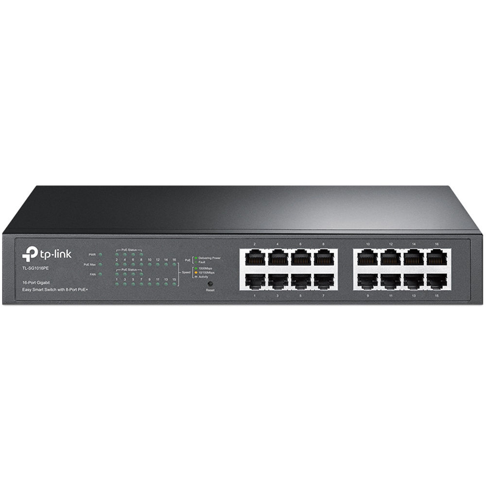 TP-Link TL-SG1016PE 16-port Gigabit switch with 8 PoE+ ports — view 2