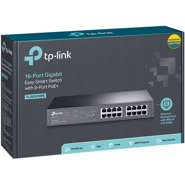 TP-Link TL-SG1016PE 16-port Gigabit switch with 8 PoE+ ports — view 4