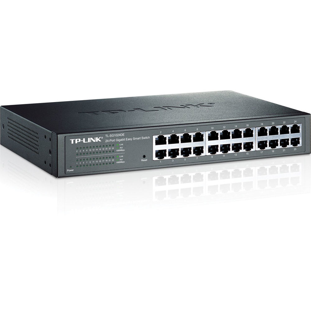 24-Port Gigabit Easy Smart Switch, 24 10/100/1000mbps RJ45 Ports, Mtu/Port/Tag-Based Vlan, Qos, Igmp Snooping