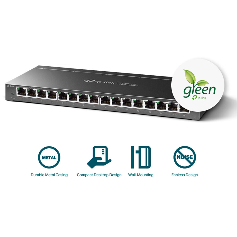 TP-Link TL-SG116E 16-port Gigabit unmanaged switch for small office network expansion — view 2