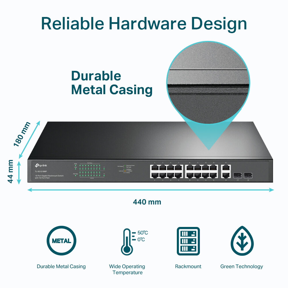 TP-Link TL-SG1218MP 10-port Gigabit Easy Smart switch with 8 PoE+ ports — view 7