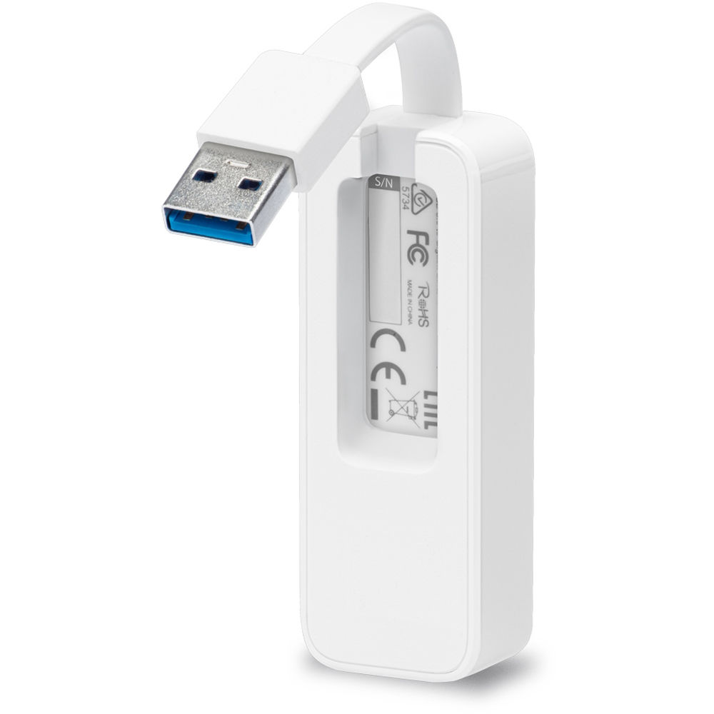 TP-Link UE300 USB 3.0 to Gigabit Ethernet adapter in compact desktop form factor — view 3