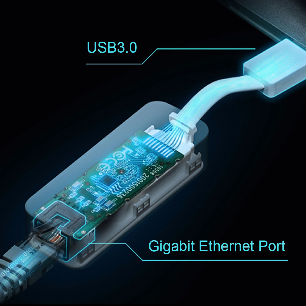 TP-Link UE300 USB 3.0 to Gigabit Ethernet adapter in compact desktop form factor — view 5