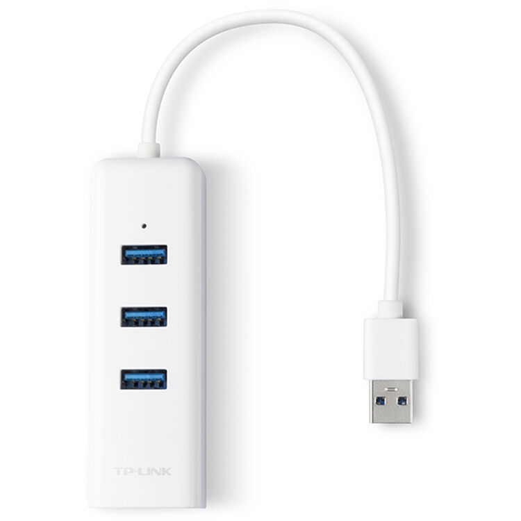 TP-Link UE330 USB 3.0 Type-A to Gigabit Ethernet adapter with 3-port USB hub — view 2