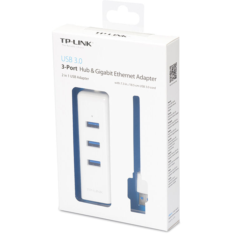 TP-Link UE330 USB 3.0 Type-A to Gigabit Ethernet adapter with 3-port USB hub — view 3