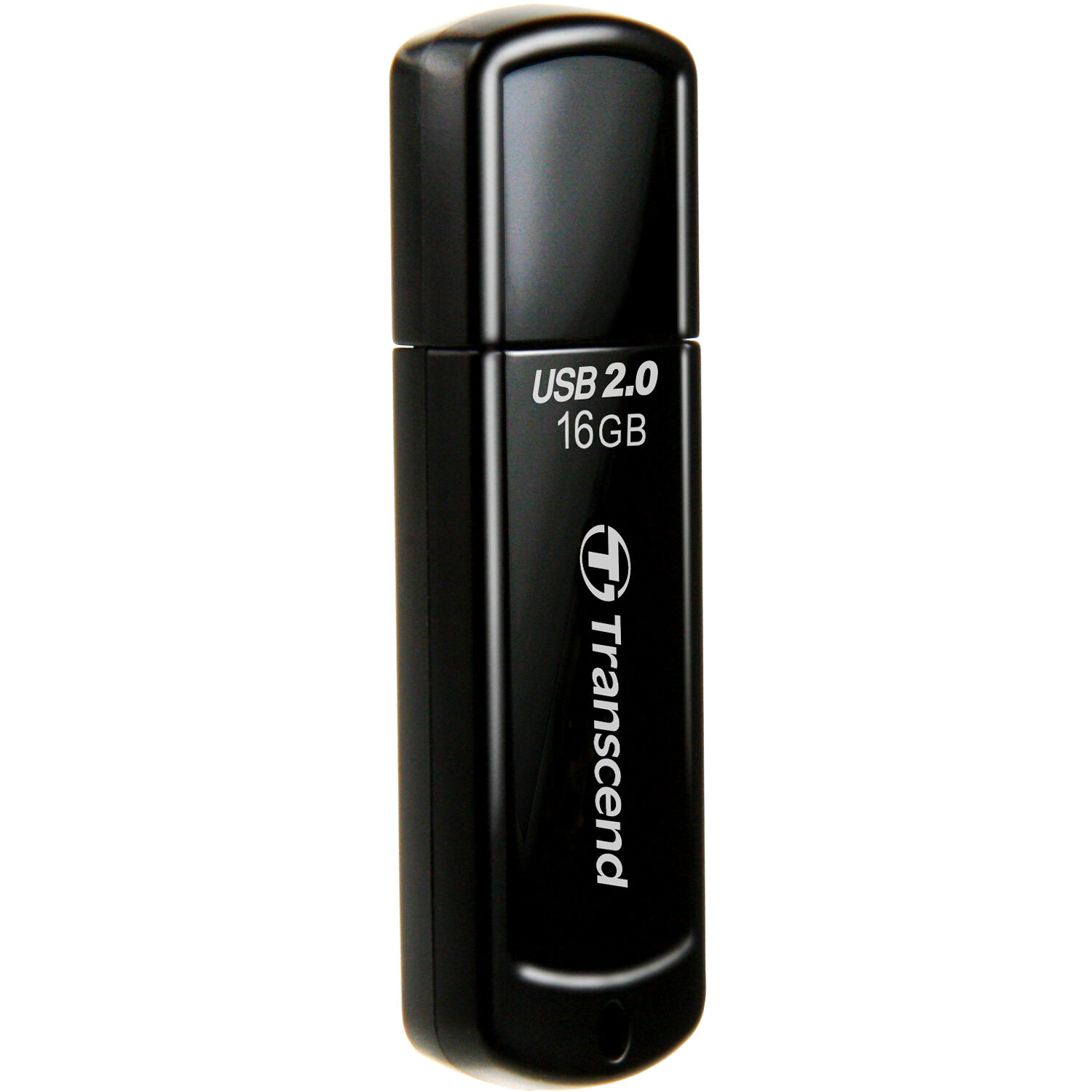 Transcend JetFlash 350 16 GB black USB flash drive slim portable storage — view 2