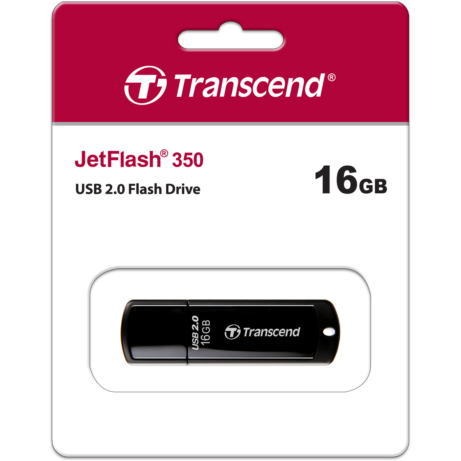 Transcend JetFlash 350 16 GB black USB flash drive slim portable storage — view 4