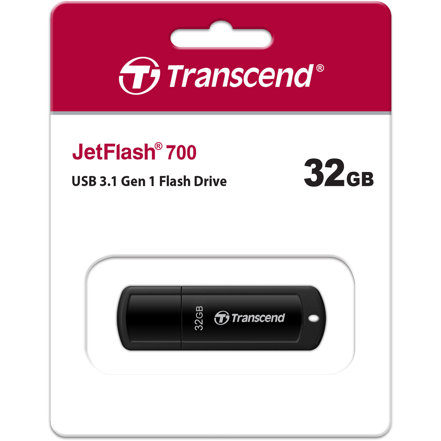 Transcend JetFlash 700 32GB black USB 3.1 Gen 1 USB Type-A flash drive — view 3