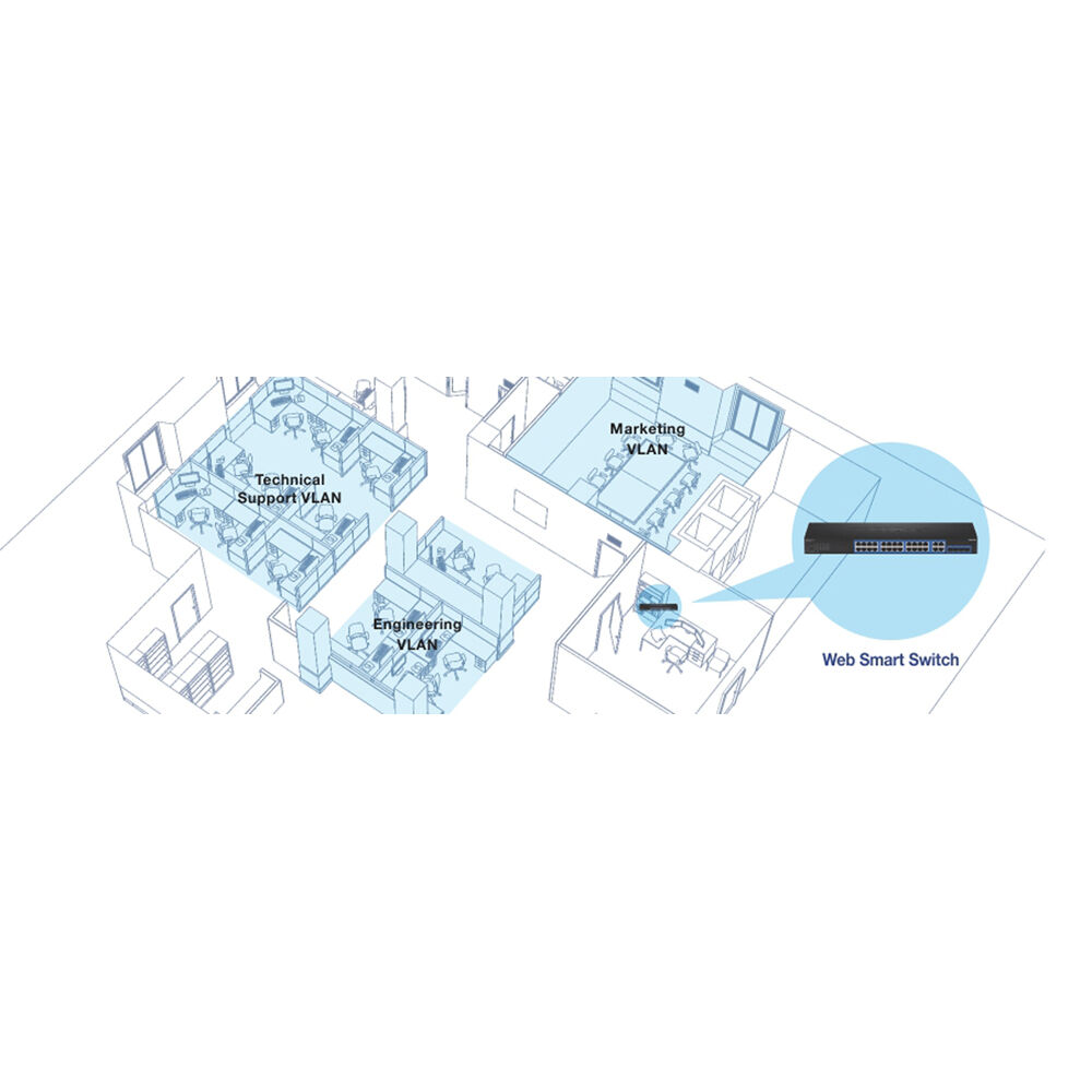 TRENDnet TEG-284WS 28-port Gigabit WebSmart managed switch front view — view 5