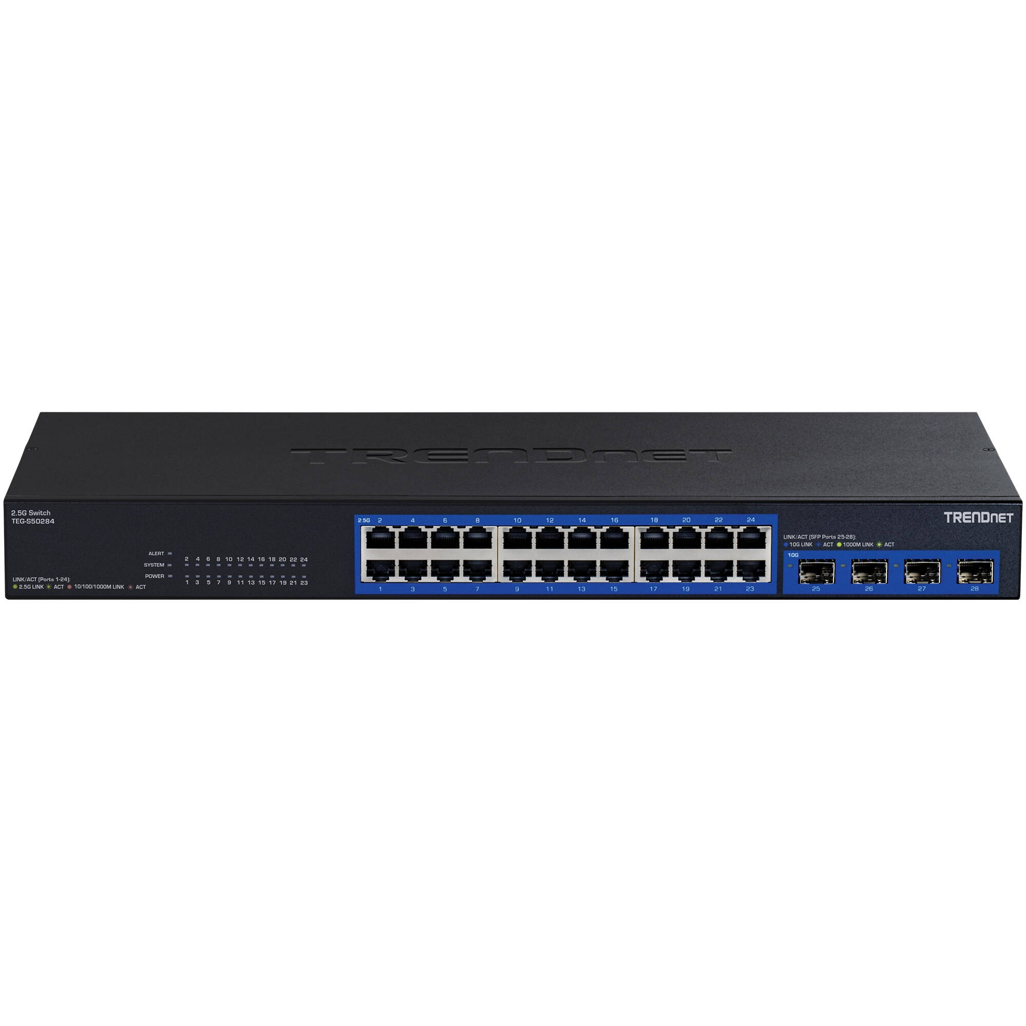 TRENDnet TEG-S50284 28-port multi-gig unmanaged switch with 2.5G and 10G ports — view 2
