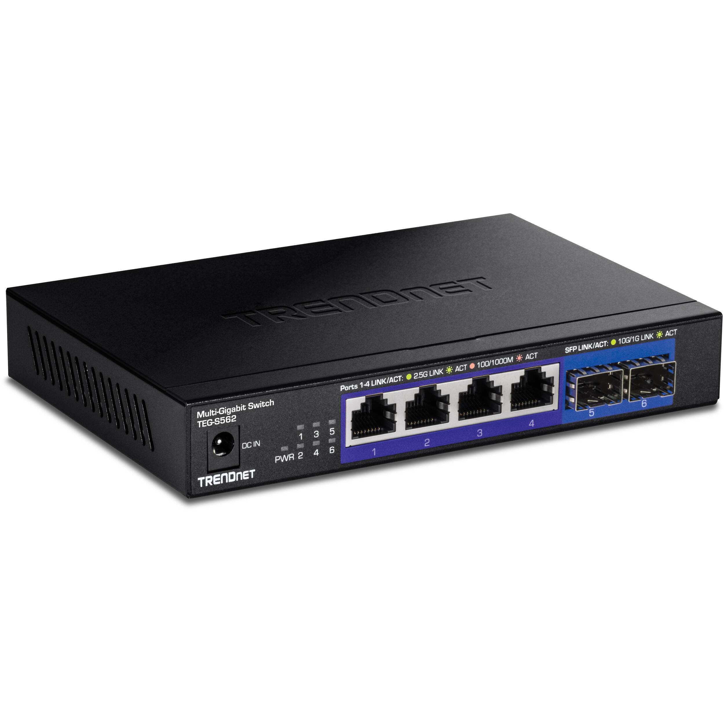 TRENDnet TEG-S562 6-port unmanaged multi-gig switch with 2.5GBASE-T ports and SFP+ support — view 2