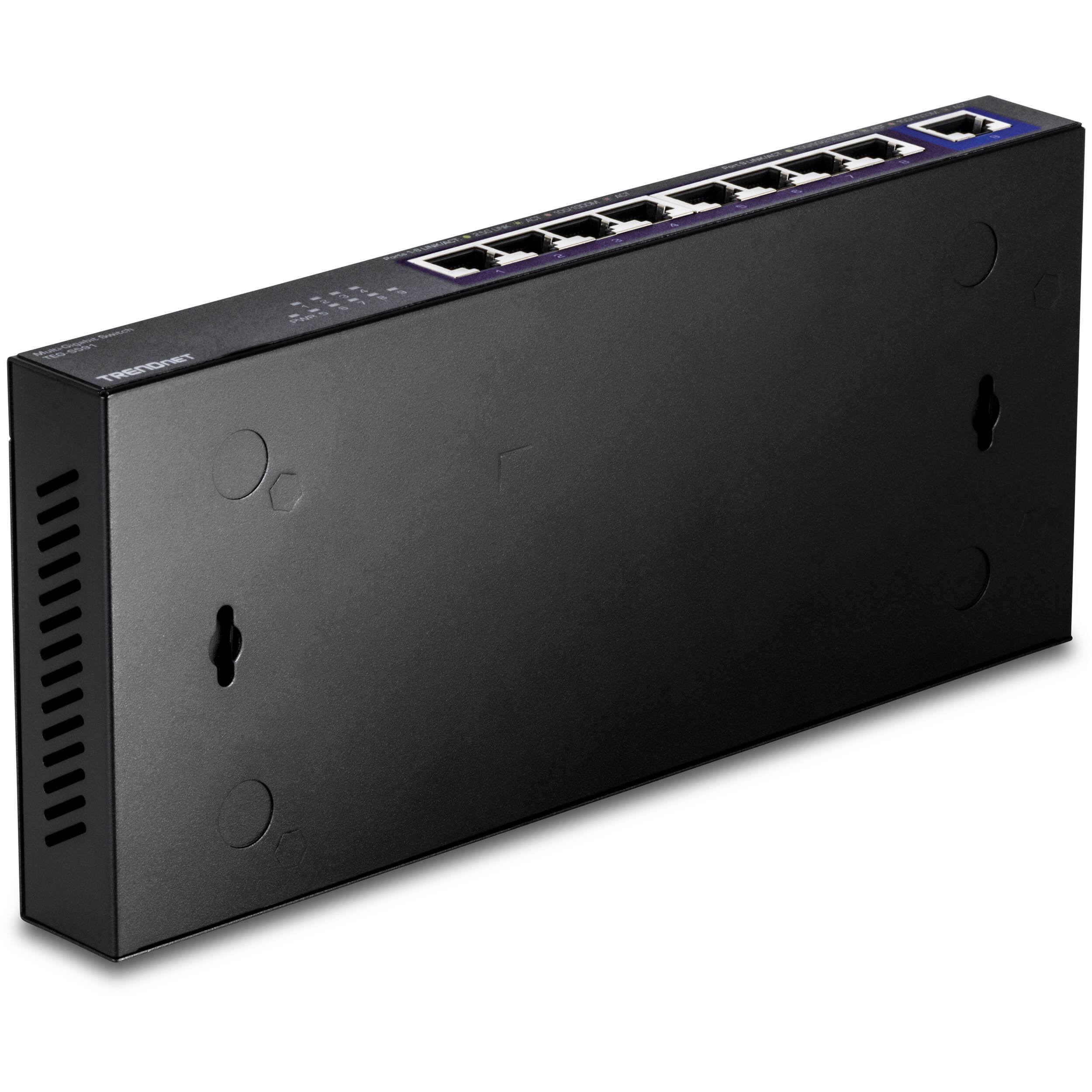 TRENDnet 9-port multi-gig switch with 10GBase-T ports for desktop or wall-mount installation — view 4